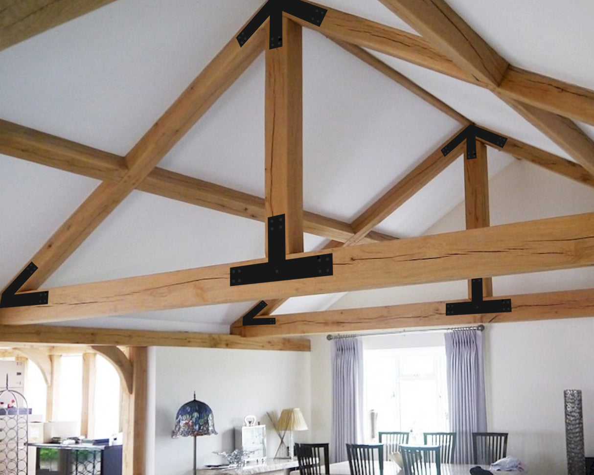 King Truss Bracket Set - Industrial Style - For 8 Inch Lumber - Wood Post Brackets - construction materials - building supports - beam supports - post supports