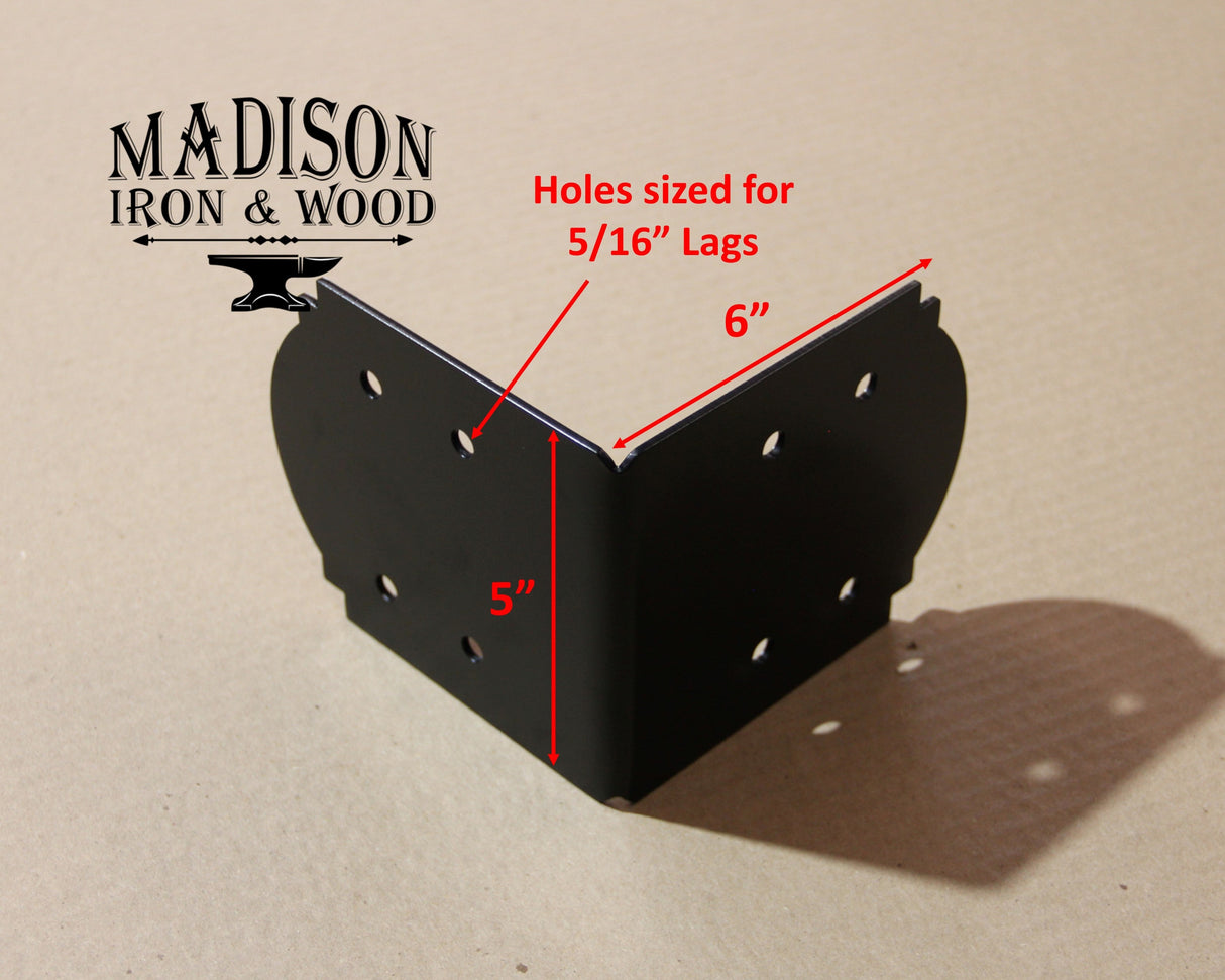 Crowned 90 Degree Brackets for 6x6 Dimensional Lumber - Wood Post Brackets - construction materials - building supports - beam supports - post supports