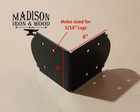 Crowned 90 Degree Brackets for 6x6 Dimensional Lumber - Wood Post Brackets - construction materials - building supports - beam supports - post supports