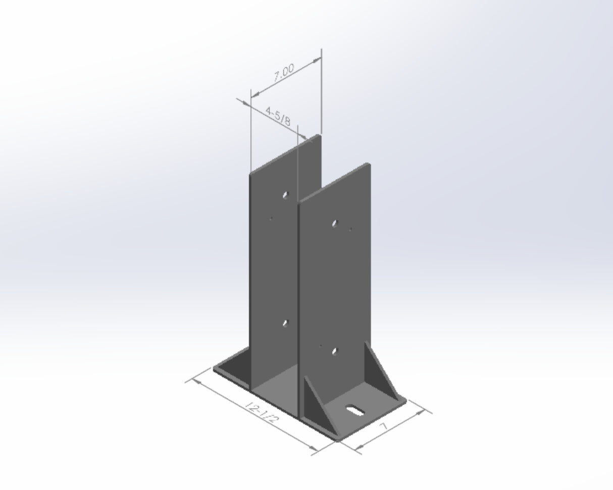 Laminated 4X8 Post Footer Bracket - PF3P48 - Wood Post Brackets - construction materials - building supports - beam supports - post supports