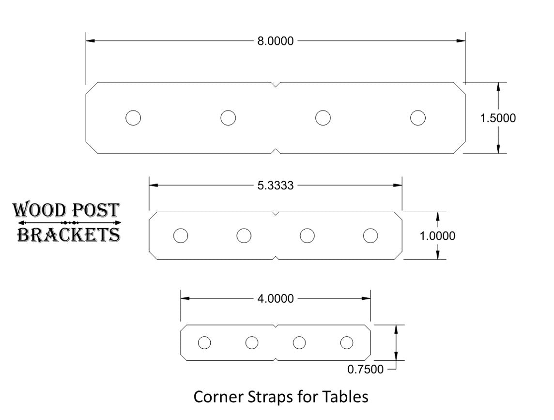 Table Corner Bracket, Table Edge Strap, 90 Degree Brackets - Wood Post Brackets - construction materials - building supports - beam supports - post supports