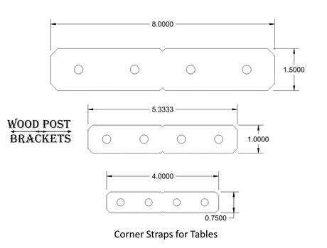 Table Corner Bracket, Table Edge Strap, 90 Degree Brackets - Wood Post Brackets - construction materials - building supports - beam supports - post supports