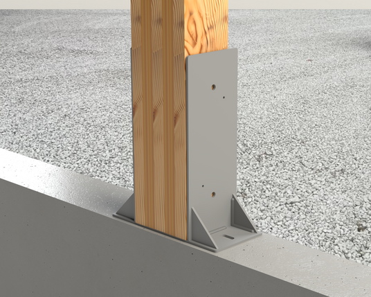 Laminated 8X8 Post Footer Bracket - PF5P88 - Wood Post Brackets - construction materials - building supposrts - beam supports - post support - timber frame brackets - wood frame buildings - post frame buildings - barndominium brackets - exposed beam brackets