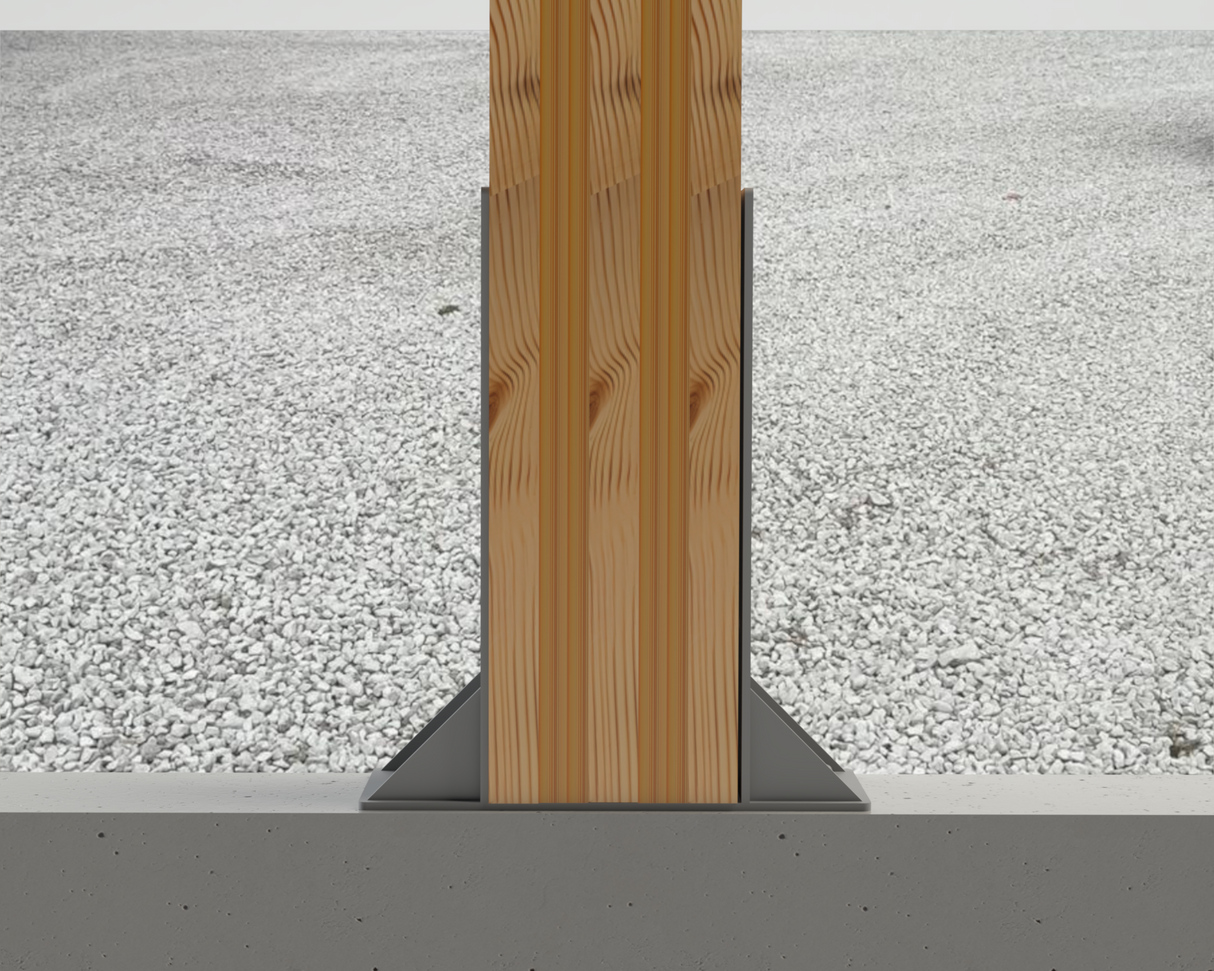 Laminated 8X8 Post Footer Bracket - PF5P88 - Wood Post Brackets - construction materials - building supposrts - beam supports - post support - timber frame brackets - wood frame buildings - post frame buildings - barndominium brackets - exposed beam brackets