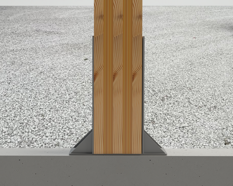 Laminated 8X8 Post Footer Bracket - PF5P88 - Wood Post Brackets - construction materials - building supposrts - beam supports - post support - timber frame brackets - wood frame buildings - post frame buildings - barndominium brackets - exposed beam brackets