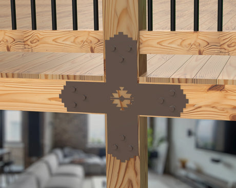 X Bracket - Aztec Style - For 8 Inch Lumber - Wood Post Brackets - construction brackets - brackets for post and beam construction - beam supports - post support - timber frame brackets - barndominium brackets - exposed beam brackets
