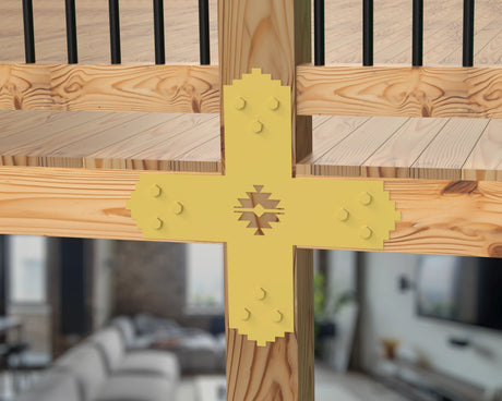 X Bracket - Aztec Style - For 8 Inch Lumber - Wood Post Brackets - construction brackets - brackets for post and beam construction - beam supports - post support - timber frame brackets - barndominium brackets - exposed beam brackets