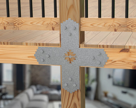 X Bracket - Aztec Style - For 8 Inch Lumber - Wood Post Brackets - construction brackets - brackets for post and beam construction - beam supports - post support - timber frame brackets - barndominium brackets - exposed beam brackets