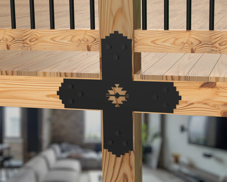 X Bracket - Aztec Style - For 8 Inch Lumber - Wood Post Brackets - construction brackets - brackets for post and beam construction - beam supports - post support - timber frame brackets - barndominium brackets - exposed beam brackets