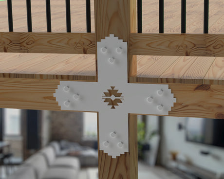 X Bracket - Aztec Style - For 8 Inch Lumber - Wood Post Brackets - construction brackets - brackets for post and beam construction - beam supports - post support - timber frame brackets - barndominium brackets - exposed beam brackets