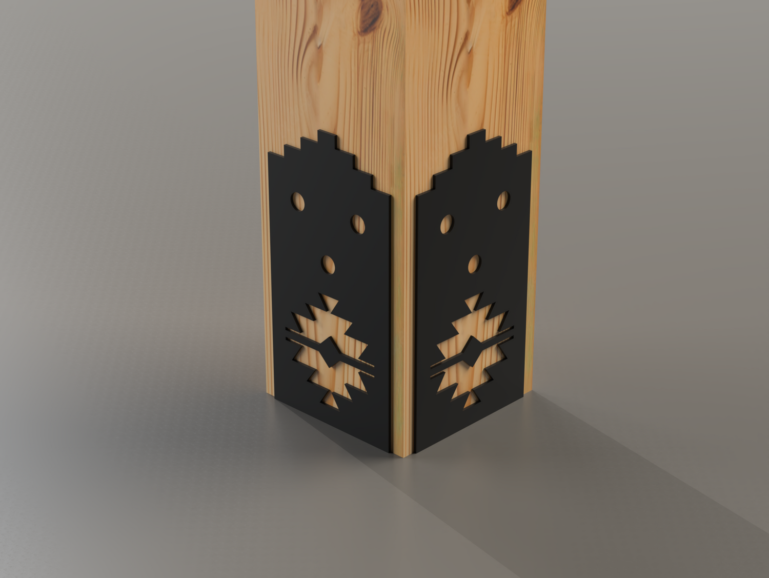 Decorative Post Base Plates (Pack of 2) - Aztec Style - Wood Post Brackets - construction brackets - brackets for post and beam construction - beam supports - post support - timber frame brackets - post frame buildings - barndominium brackets - exposed beam brackets