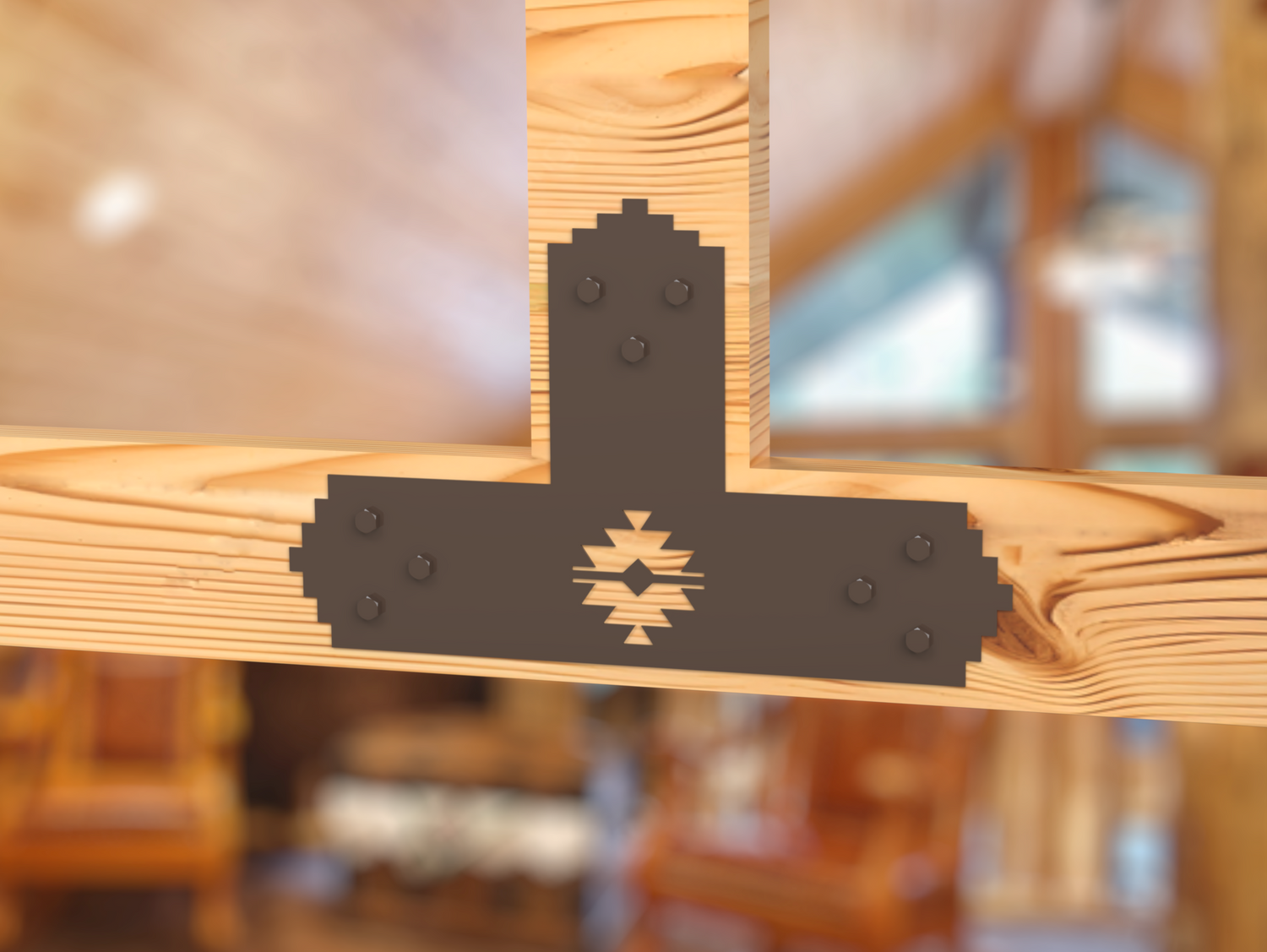 T Bracket - Aztec Style - For 8 Inch Lumber - Wood Post Brackets - construction brackets - brackets for post and beam construction - beam supports - post support - timber frame brackets - barndominium brackets - exposed beam brackets