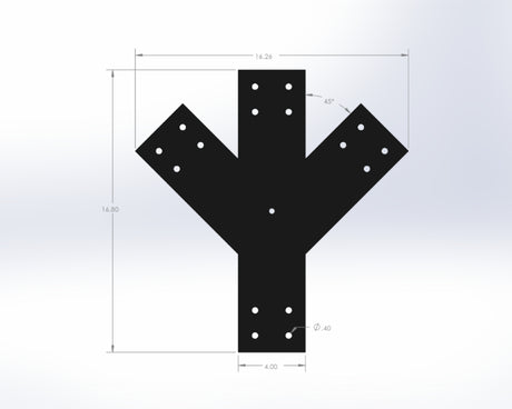Y Bracket with Center Leg -Industrial Style - For 6 Inch Lumber - Wood Post Brackets - construction materials - building supports - beam supports - post supports