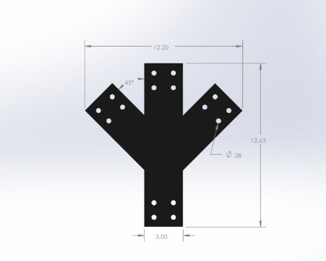 Y Bracket with Center Leg -Industrial Style - For 4 Inch Lumber - Wood Post Brackets - construction materials - building supports - beam supports - post supports