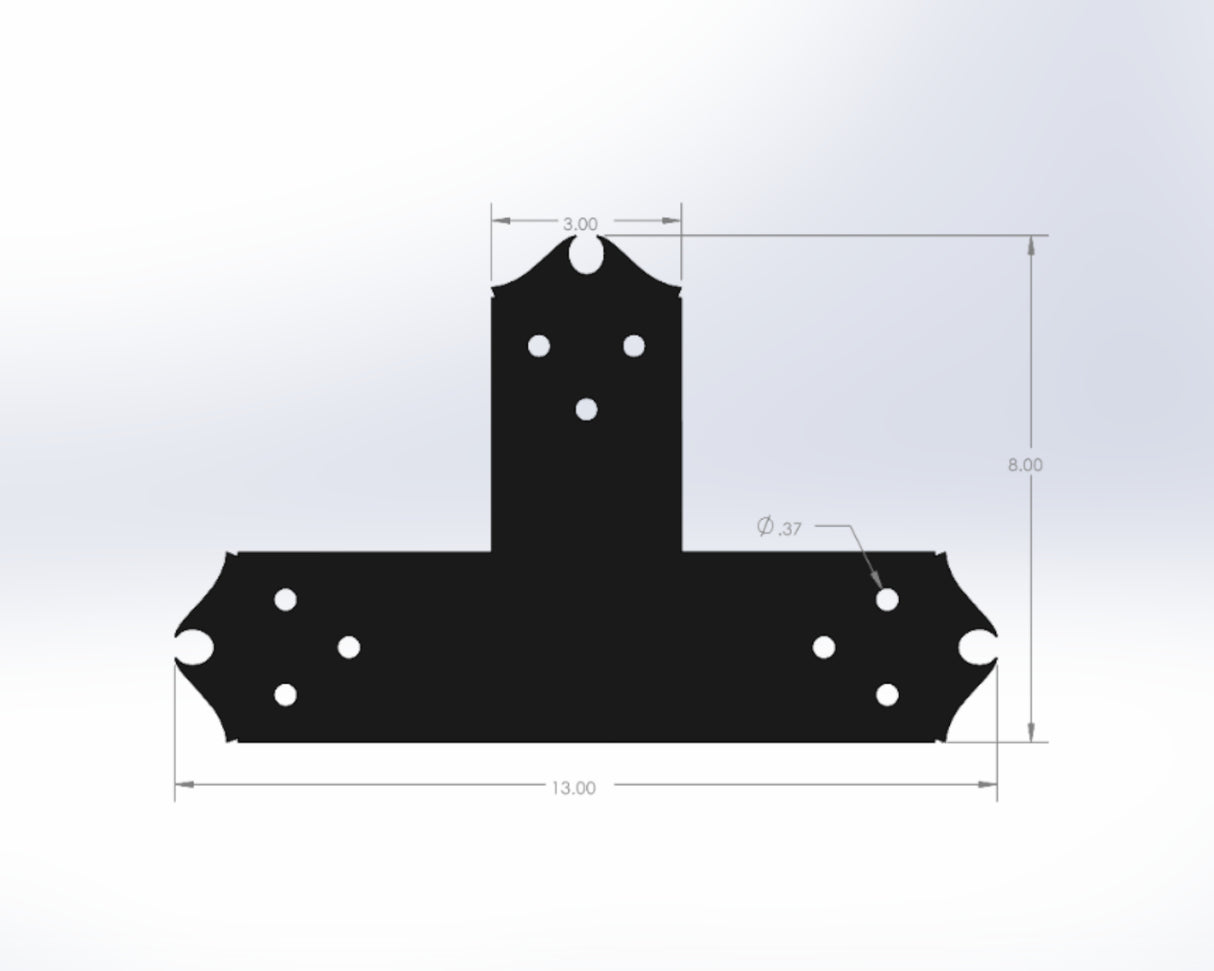 T Bracket - Colonial Style - For 4 Inch Lumber - Wood Post Brackets - construction materials - building supports - beam supports - post supports