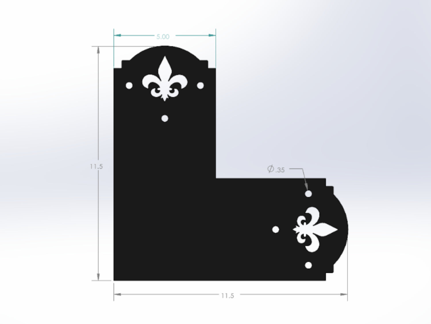 L Bracket - Crowned Fleur De Lis - For 6 Inch Lumber - Wood Post Brackets - construction materials - building supports - beam supports - post supports