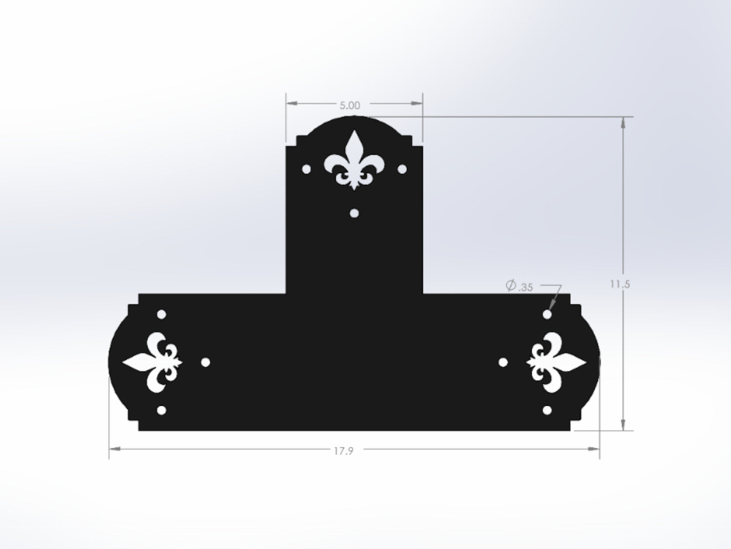 T Bracket - Crowned Fleur De Lis - For 6 Inch Lumber - Wood Post Brackets - construction materials - building supports - beam supports - post supports