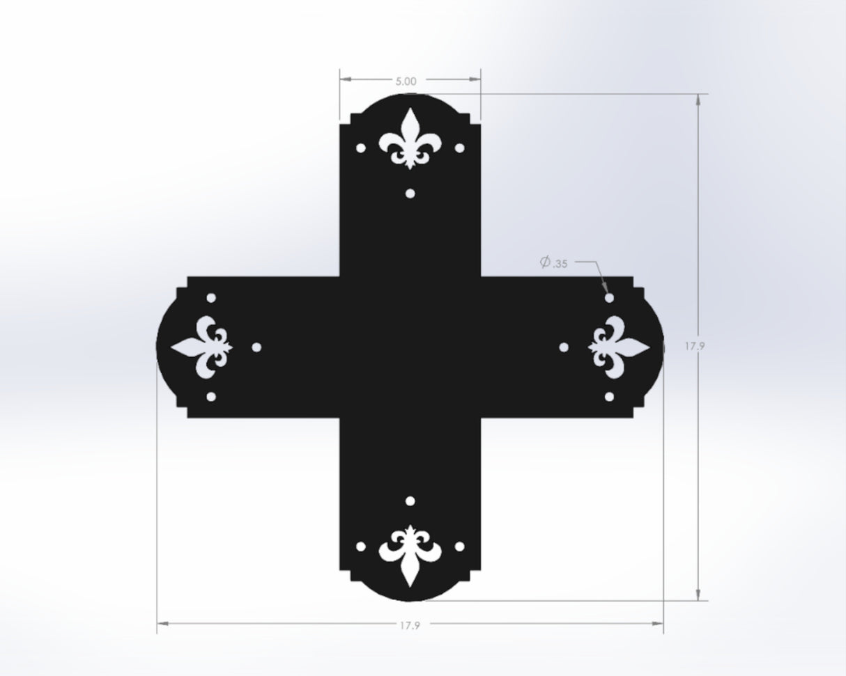 X Bracket - Crowned Fleur De Lis - For 6 Inch Lumber - Wood Post Brackets - construction materials - building supports - beam supports - post supports