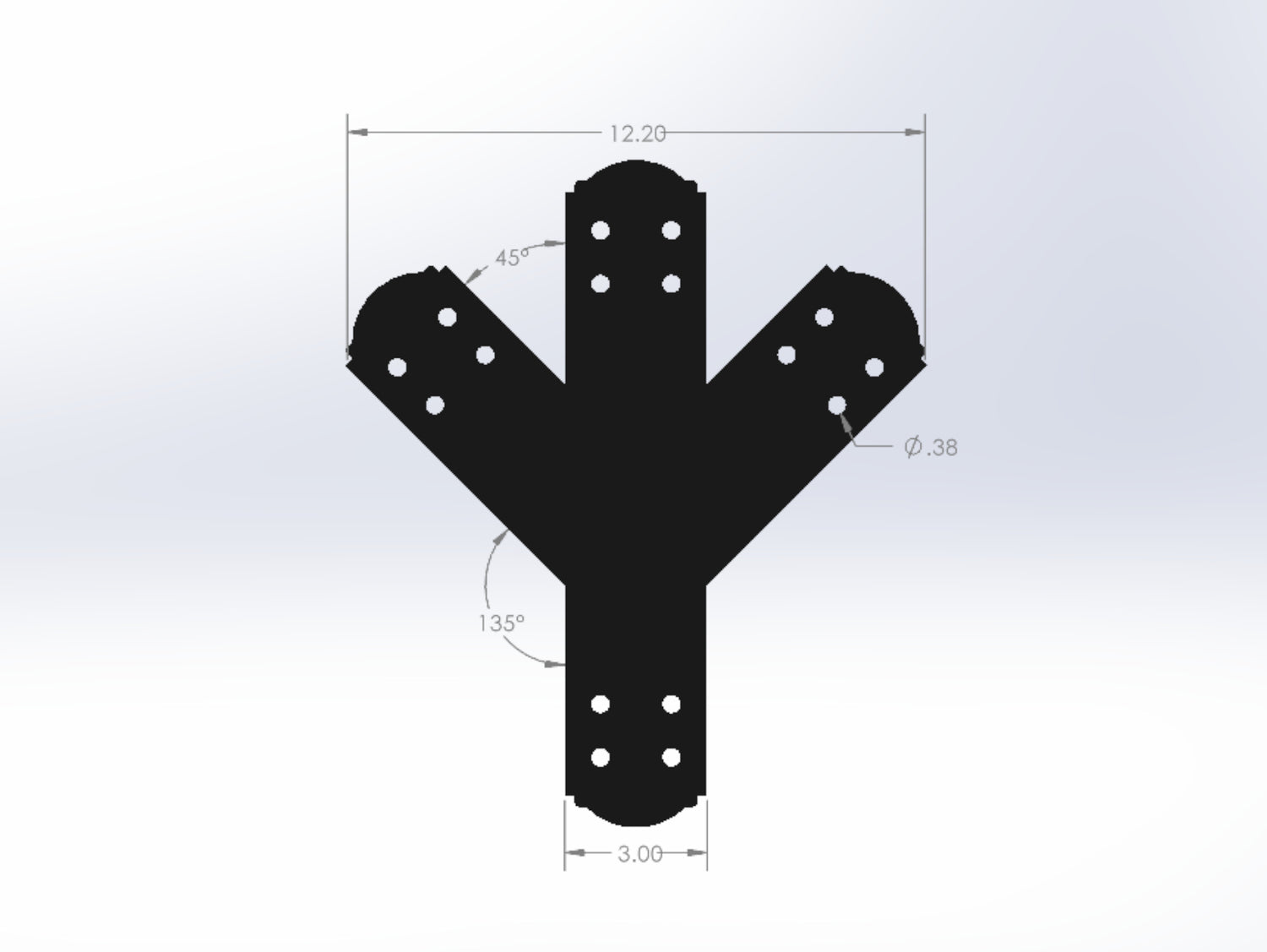 Y Bracket with Center Leg - Crowned Style - For 4 Inch Lumber - Wood Post Brackets - construction brackets - brackets for post and beam construction - beam supports - post support - timber frame brackets - post frame buildings - barndominium brackets - exposed beam brackets