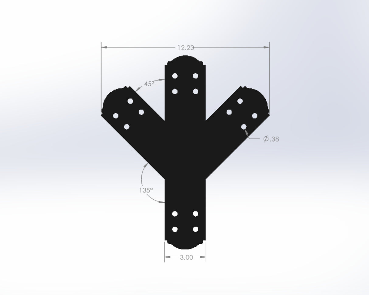 Y Bracket with Center Leg - Crowned Style - For 4 Inch Lumber - Wood Post Brackets - construction brackets - brackets for post and beam construction - beam supports - post support - timber frame brackets - post frame buildings - barndominium brackets - exposed beam brackets