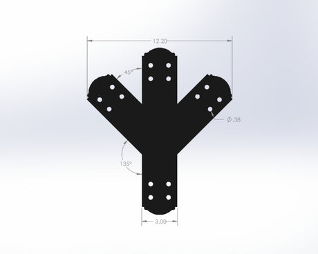 Y Bracket with Center Leg - Crowned Style - For 4 Inch Lumber - Wood Post Brackets - construction brackets - brackets for post and beam construction - beam supports - post support - timber frame brackets - post frame buildings - barndominium brackets - exposed beam brackets