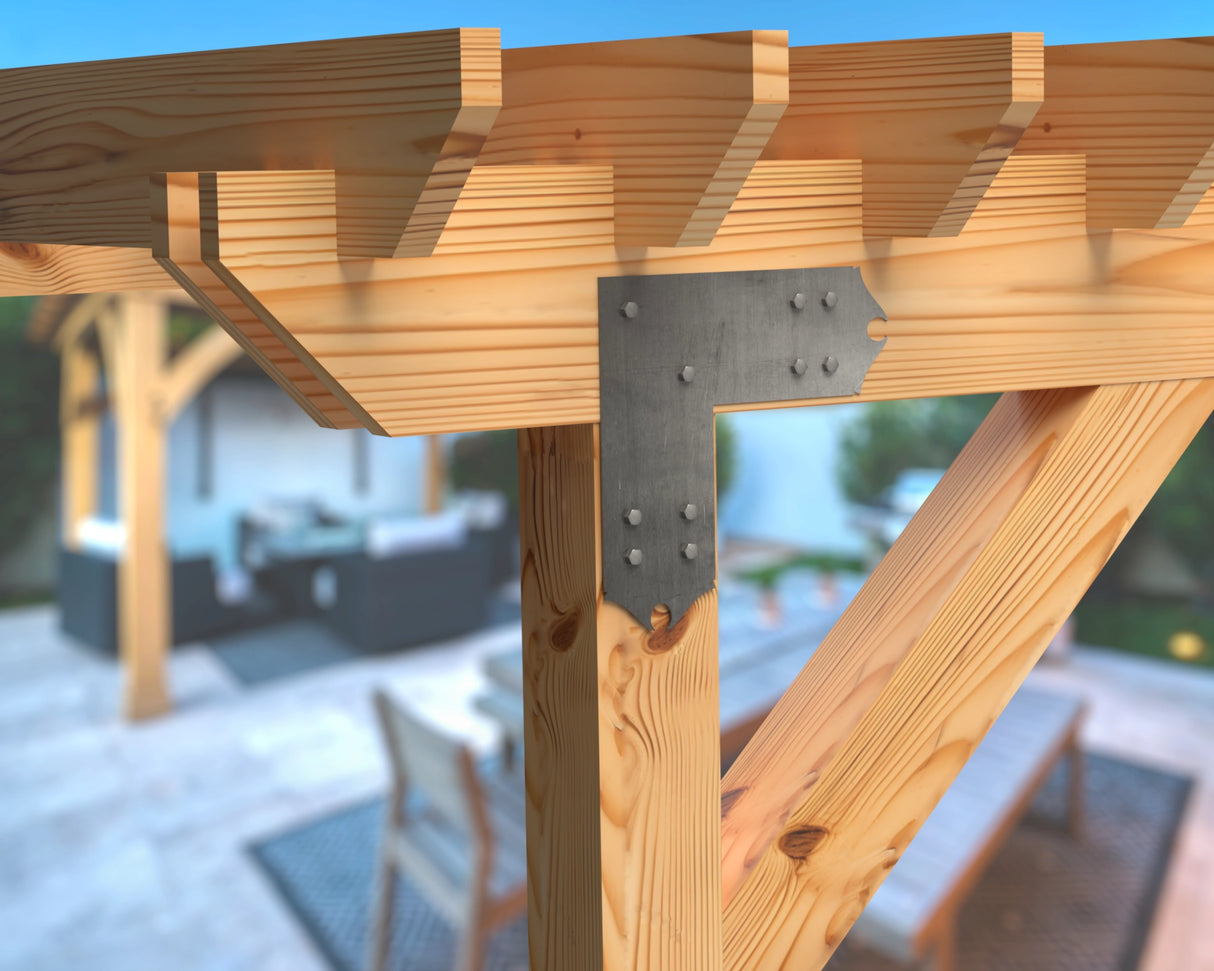 L Bracket - Colonial Style - For 8 Inch Lumber - Wood Post Brackets - construction brackets - brackets for post and beam construction - beam supports - post support - timber frame brackets - barndominium brackets - exposed beam brackets