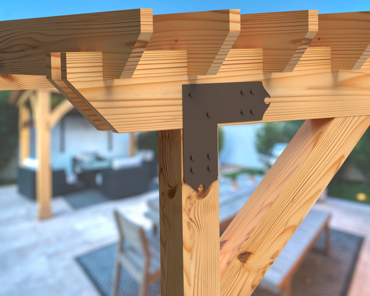 L Bracket - Colonial Style - For 8 Inch Lumber - Wood Post Brackets - construction brackets - brackets for post and beam construction - beam supports - post support - timber frame brackets - barndominium brackets - exposed beam brackets