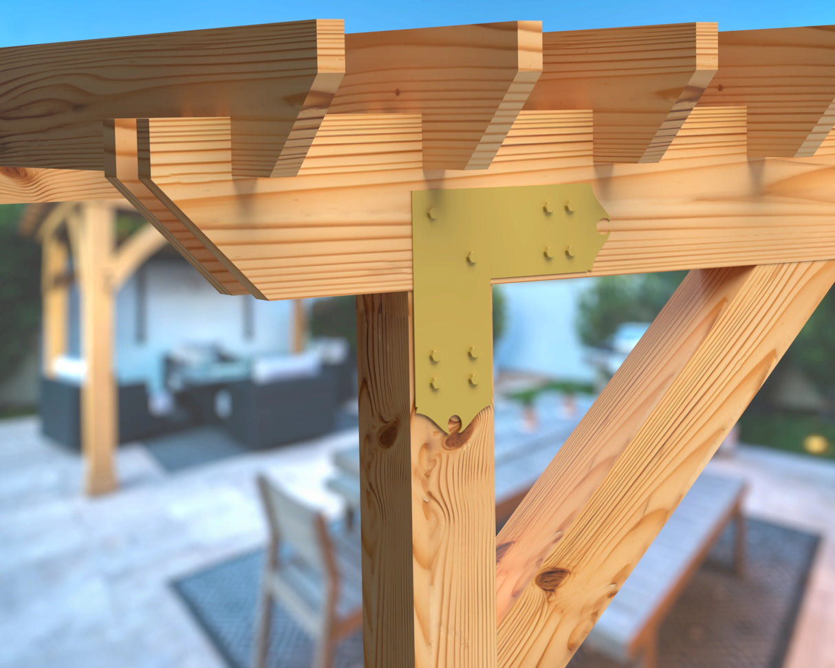L Bracket - Colonial Style - For 8 Inch Lumber - Wood Post Brackets - construction brackets - brackets for post and beam construction - beam supports - post support - timber frame brackets - barndominium brackets - exposed beam brackets