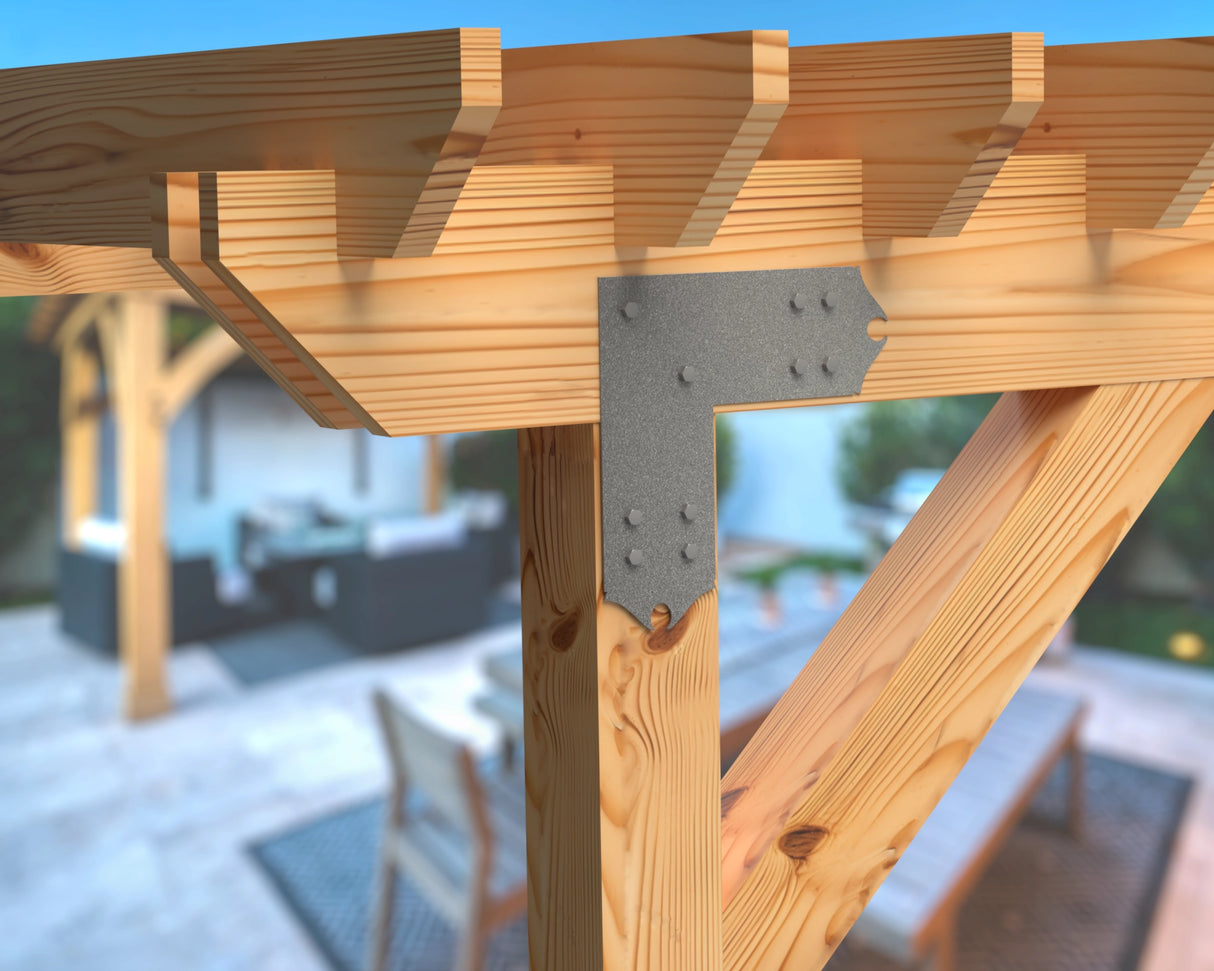 L Bracket - Colonial Style - For 8 Inch Lumber - Wood Post Brackets - construction brackets - brackets for post and beam construction - beam supports - post support - timber frame brackets - barndominium brackets - exposed beam brackets