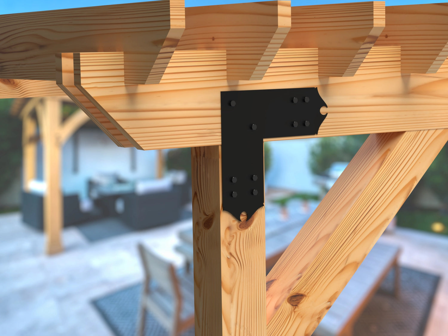 L Bracket - Colonial Style - For 8 Inch Lumber - Wood Post Brackets - construction brackets - brackets for post and beam construction - beam supports - post support - timber frame brackets - barndominium brackets - exposed beam brackets