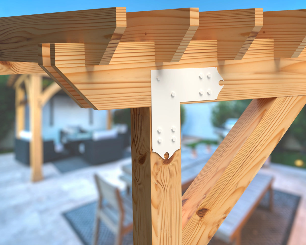 L Bracket - Colonial Style - For 8 Inch Lumber - Wood Post Brackets - construction brackets - brackets for post and beam construction - beam supports - post support - timber frame brackets - barndominium brackets - exposed beam brackets
