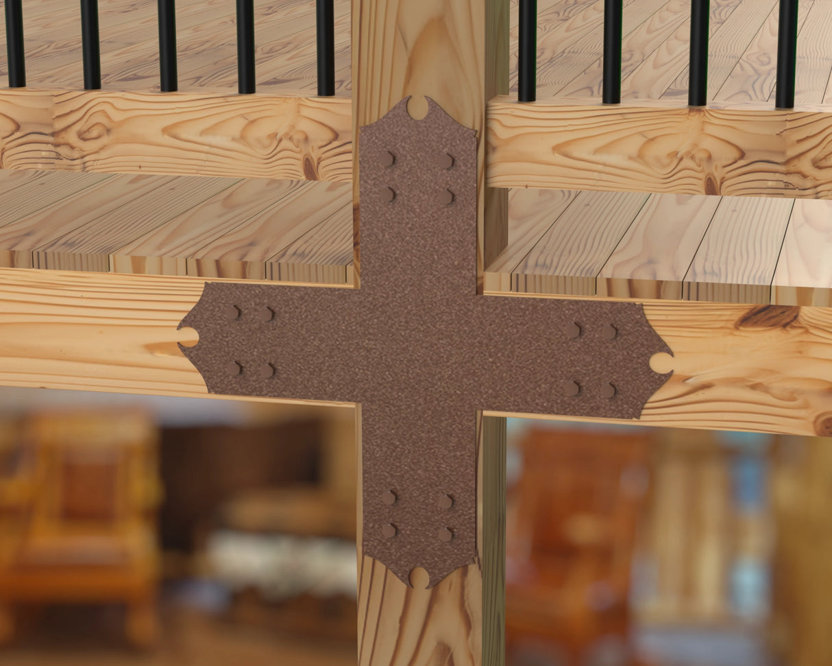 X Bracket - Colonial Style - For 8 Inch Lumber - Wood Post Brackets - construction brackets - brackets for post and beam construction - beam supports - post support - timber frame brackets - barndominium brackets - exposed beam brackets