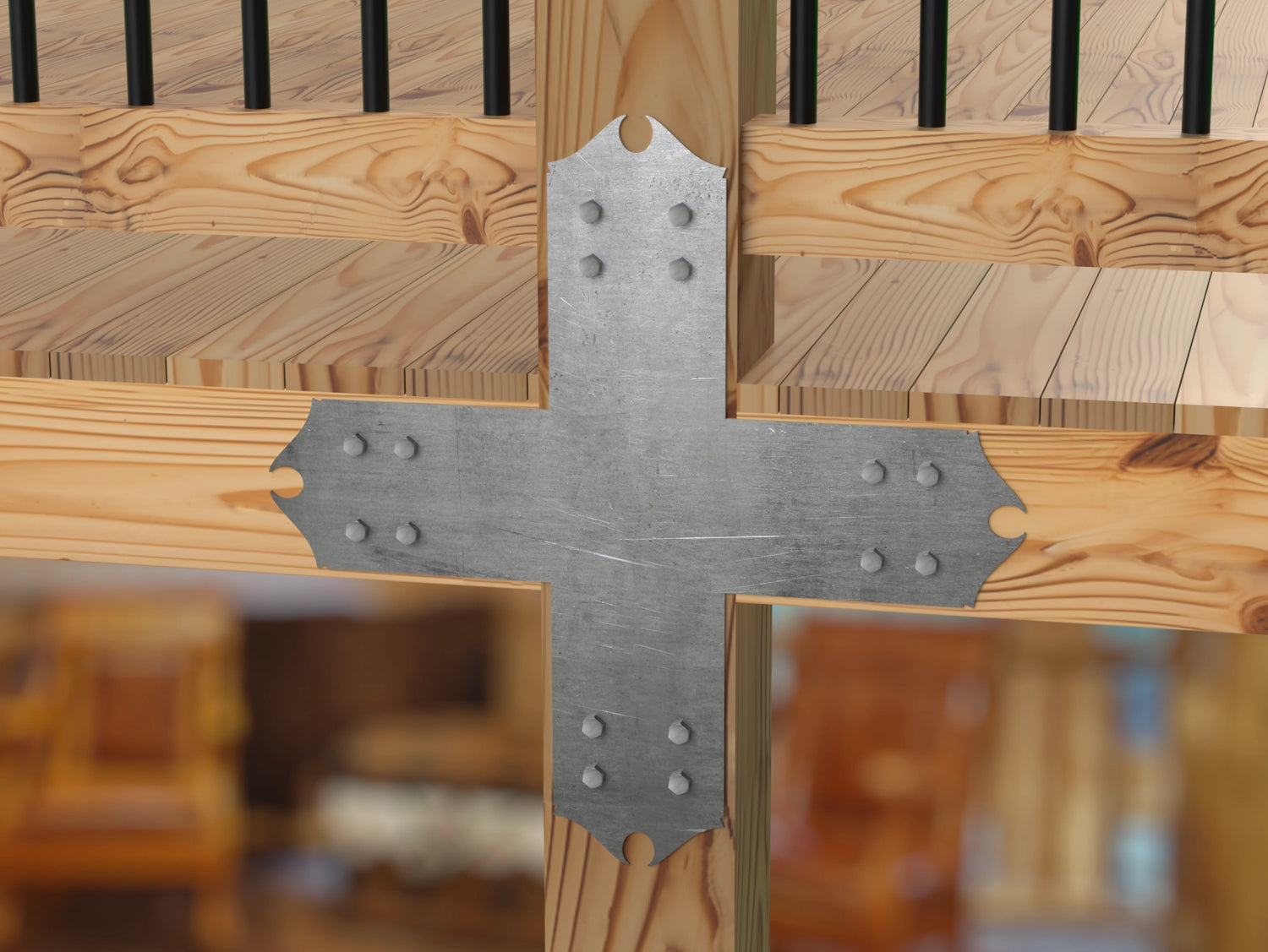 X Bracket - Colonial Style - For 8 Inch Lumber - Wood Post Brackets - construction brackets - brackets for post and beam construction - beam supports - post support - timber frame brackets - barndominium brackets - exposed beam brackets