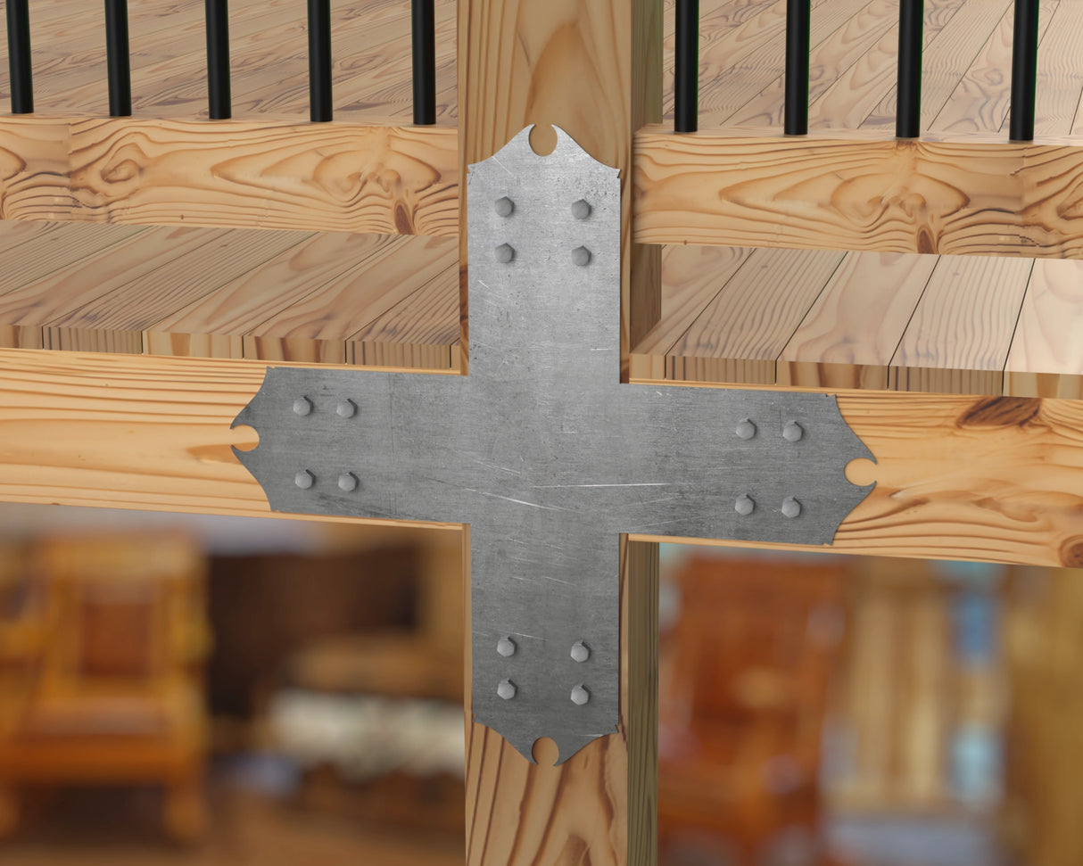 X Bracket - Colonial Style - For 8 Inch Lumber - Wood Post Brackets - construction brackets - brackets for post and beam construction - beam supports - post support - timber frame brackets - barndominium brackets - exposed beam brackets