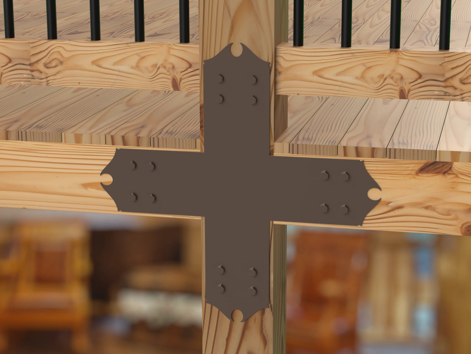 X Bracket - Colonial Style - For 8 Inch Lumber - Wood Post Brackets - construction brackets - brackets for post and beam construction - beam supports - post support - timber frame brackets - barndominium brackets - exposed beam brackets