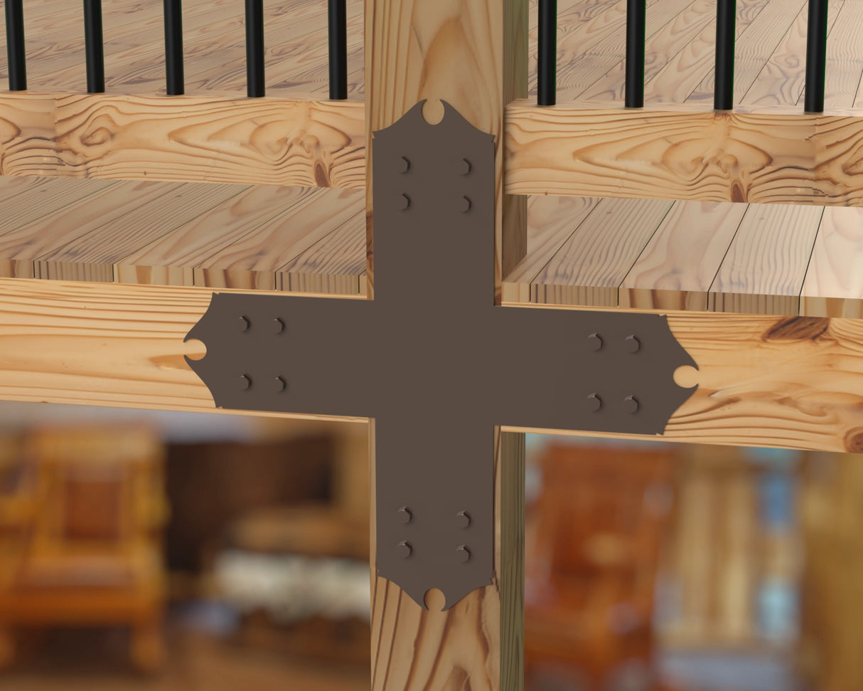 X Bracket - Colonial Style - For 8 Inch Lumber - Wood Post Brackets - construction brackets - brackets for post and beam construction - beam supports - post support - timber frame brackets - barndominium brackets - exposed beam brackets