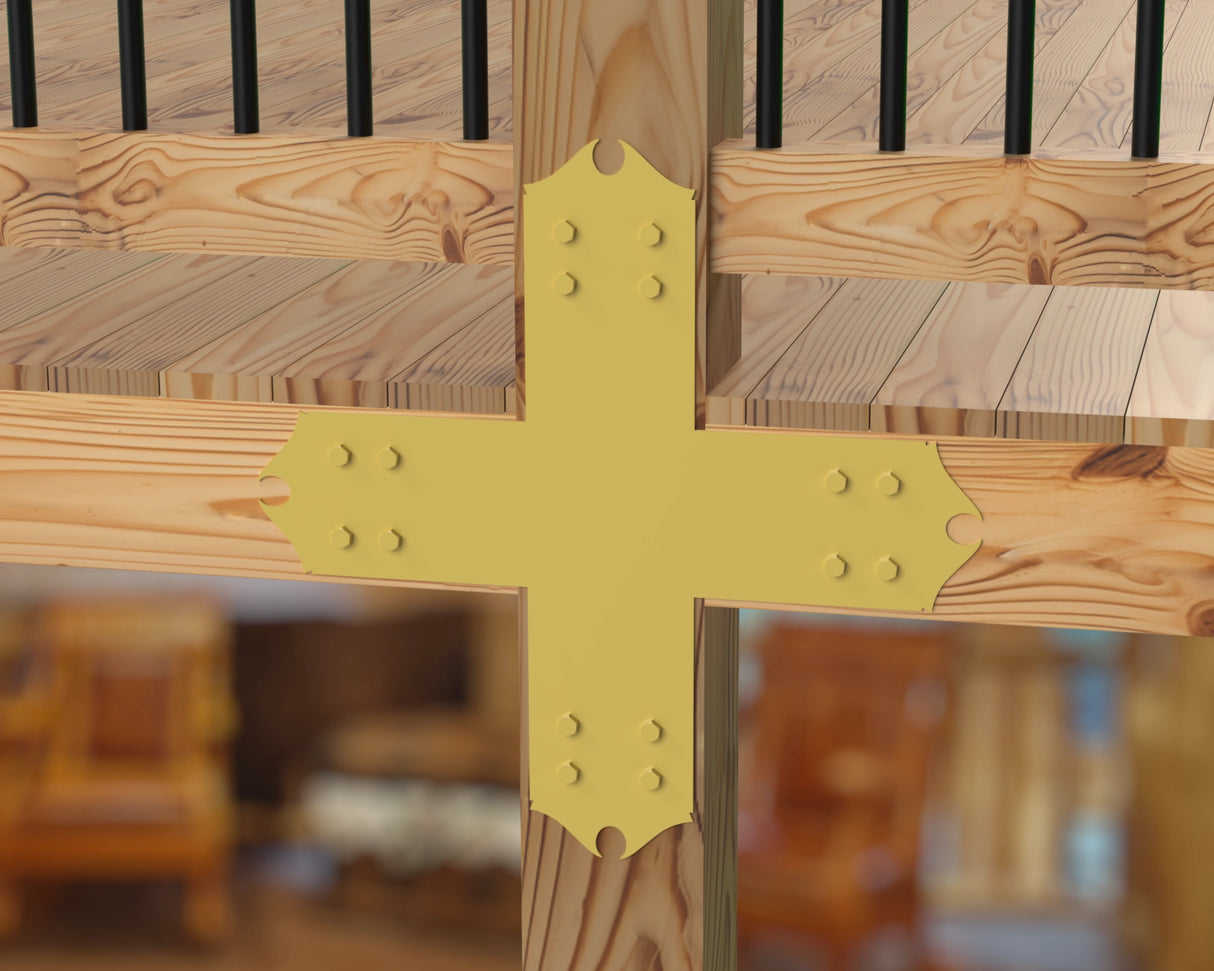 X Bracket - Colonial Style - For 8 Inch Lumber - Wood Post Brackets - construction brackets - brackets for post and beam construction - beam supports - post support - timber frame brackets - barndominium brackets - exposed beam brackets