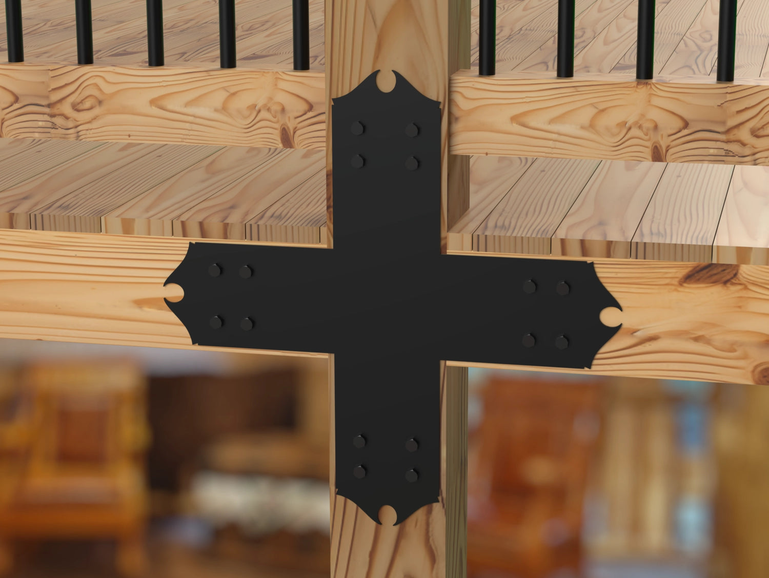 X Bracket - Colonial Style - For 8 Inch Lumber - Wood Post Brackets - construction brackets - brackets for post and beam construction - beam supports - post support - timber frame brackets - barndominium brackets - exposed beam brackets