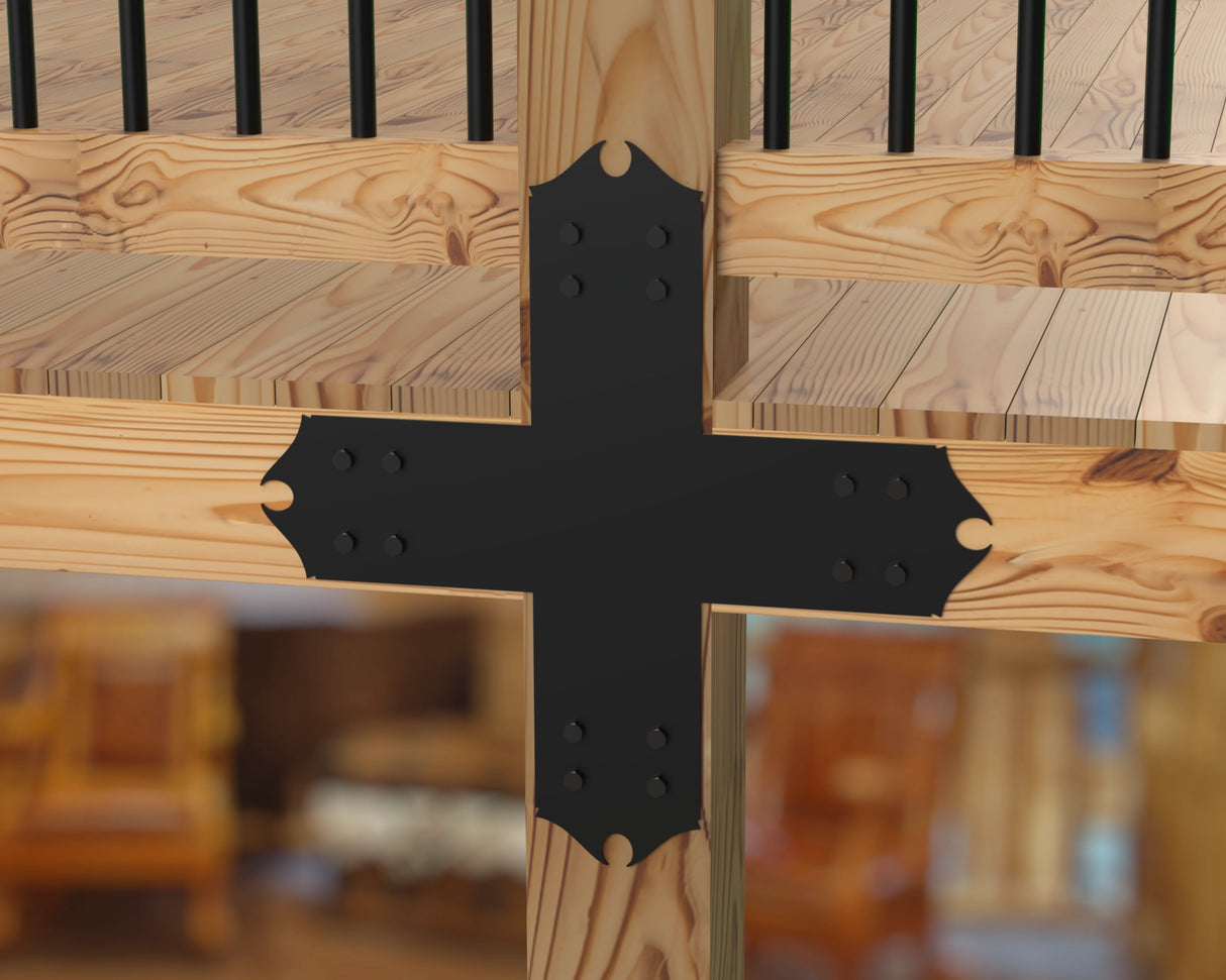 X Bracket - Colonial Style - For 8 Inch Lumber - Wood Post Brackets - construction brackets - brackets for post and beam construction - beam supports - post support - timber frame brackets - barndominium brackets - exposed beam brackets