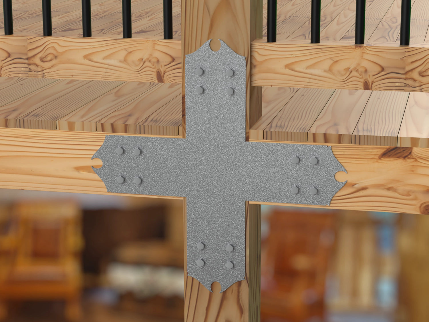 X Bracket - Colonial Style - For 8 Inch Lumber - Wood Post Brackets - construction brackets - brackets for post and beam construction - beam supports - post support - timber frame brackets - barndominium brackets - exposed beam brackets