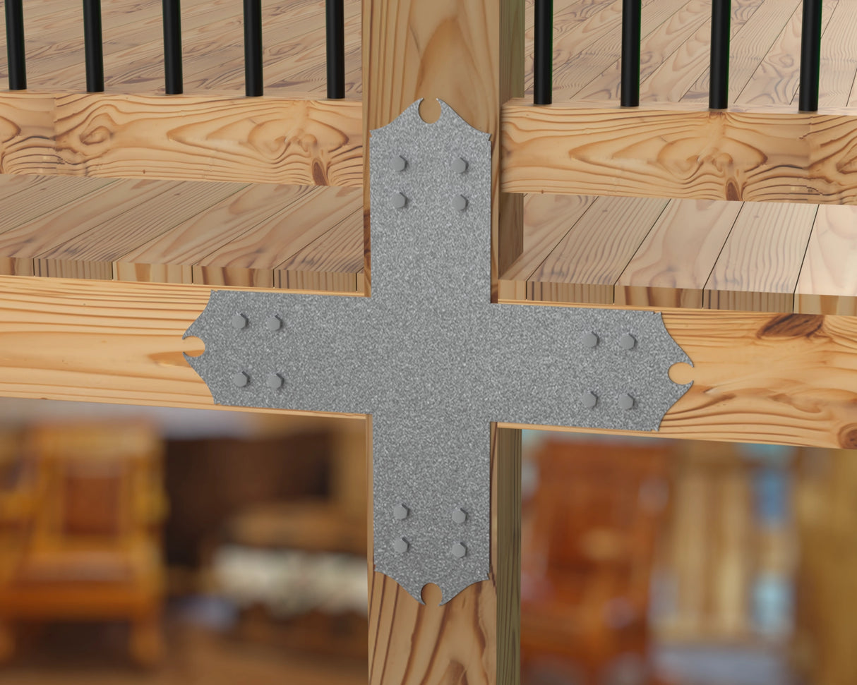 X Bracket - Colonial Style - For 8 Inch Lumber - Wood Post Brackets - construction brackets - brackets for post and beam construction - beam supports - post support - timber frame brackets - barndominium brackets - exposed beam brackets
