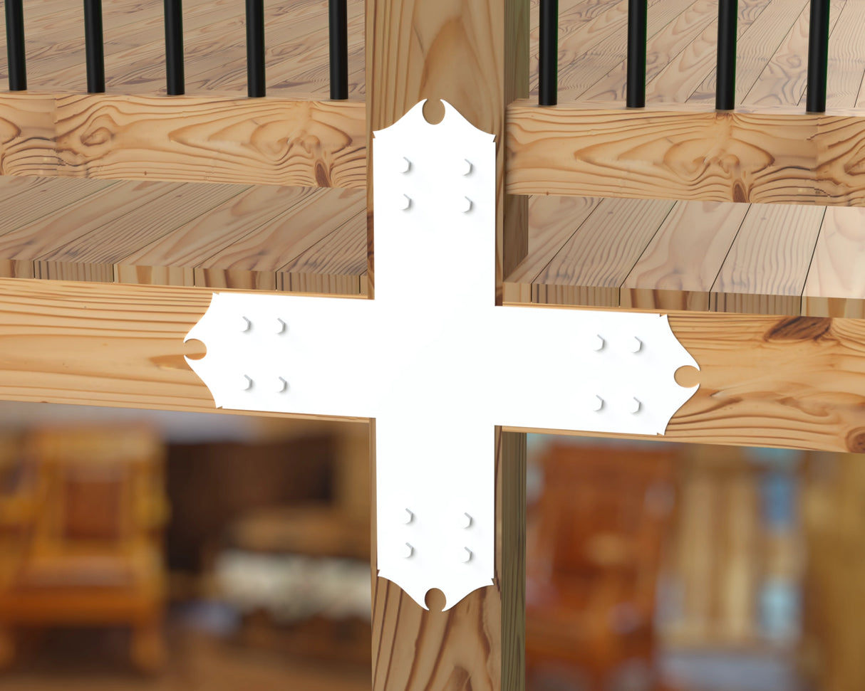 X Bracket - Colonial Style - For 8 Inch Lumber - Wood Post Brackets - construction brackets - brackets for post and beam construction - beam supports - post support - timber frame brackets - barndominium brackets - exposed beam brackets