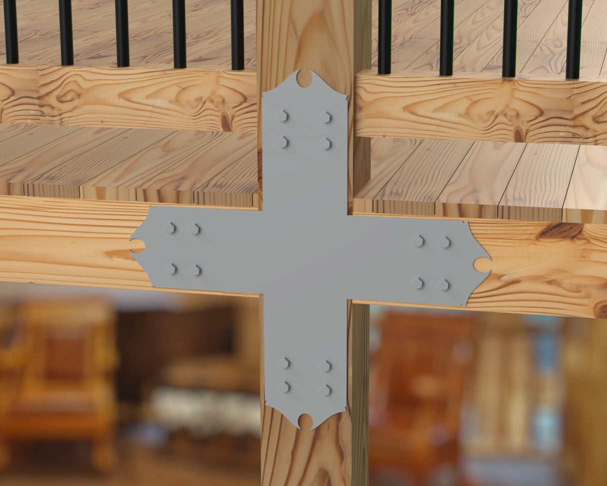 X Bracket - Colonial Style - For 8 Inch Lumber - Wood Post Brackets - construction brackets - brackets for post and beam construction - beam supports - post support - timber frame brackets - barndominium brackets - exposed beam brackets