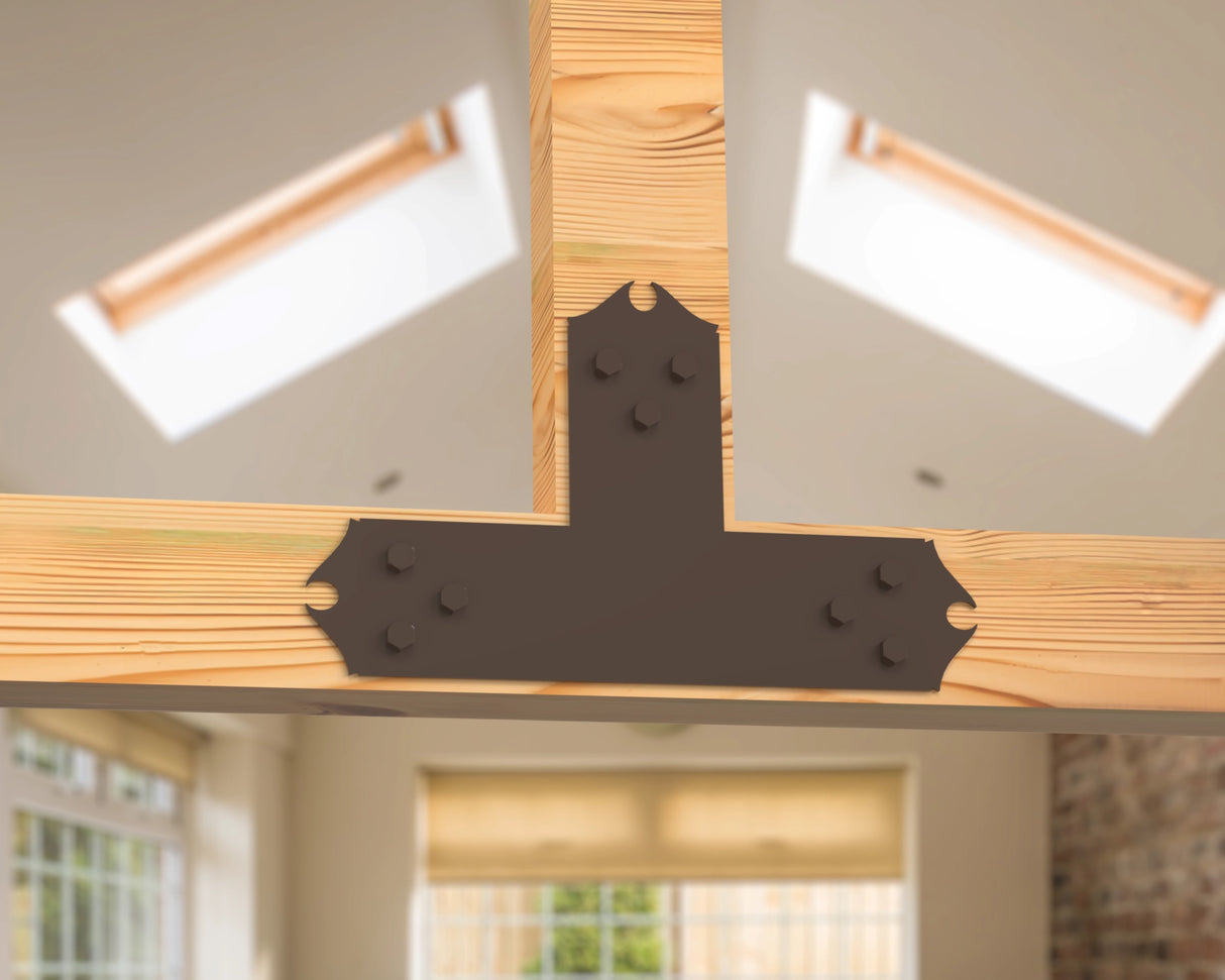 T Bracket - Colonial Style - For 4 Inch Lumber - Wood Post Brackets - construction brackets - brackets for post and beam construction - beam supports - post support - timber frame brackets - barndominium brackets - exposed beam brackets