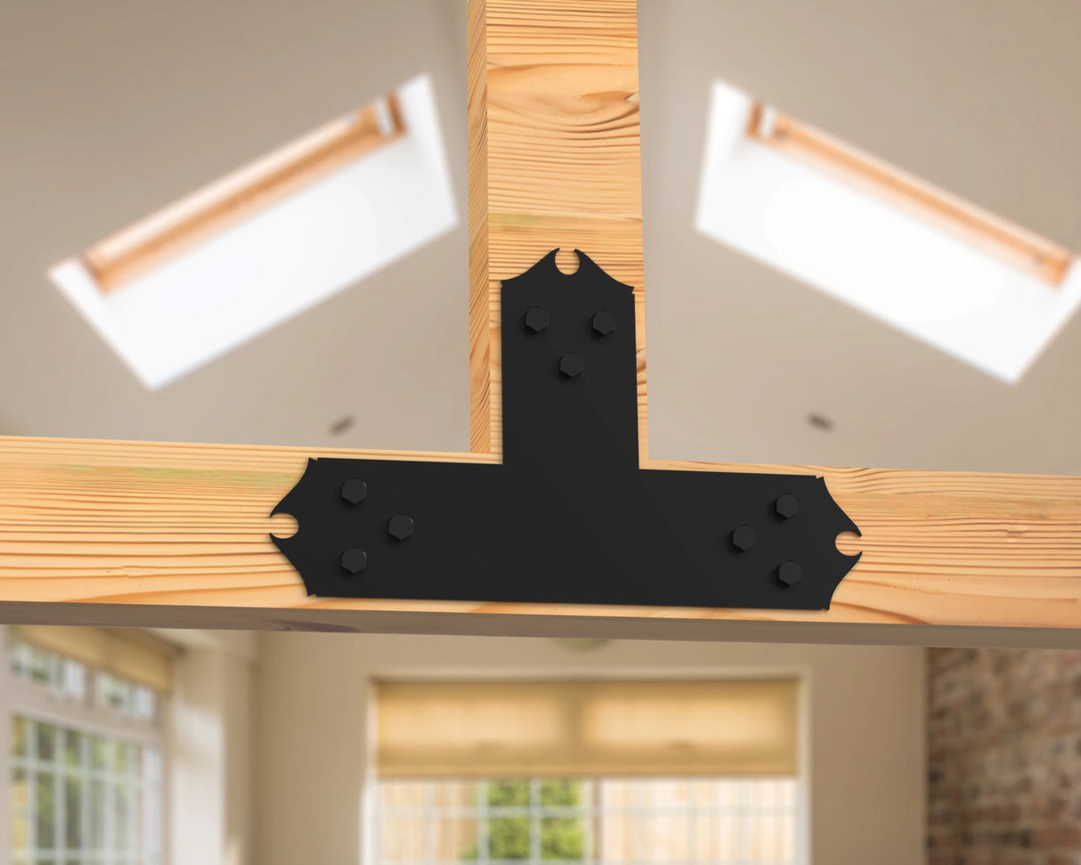 T Bracket - Colonial Style - For 4 Inch Lumber - Wood Post Brackets - construction brackets - brackets for post and beam construction - beam supports - post support - timber frame brackets - barndominium brackets - exposed beam brackets