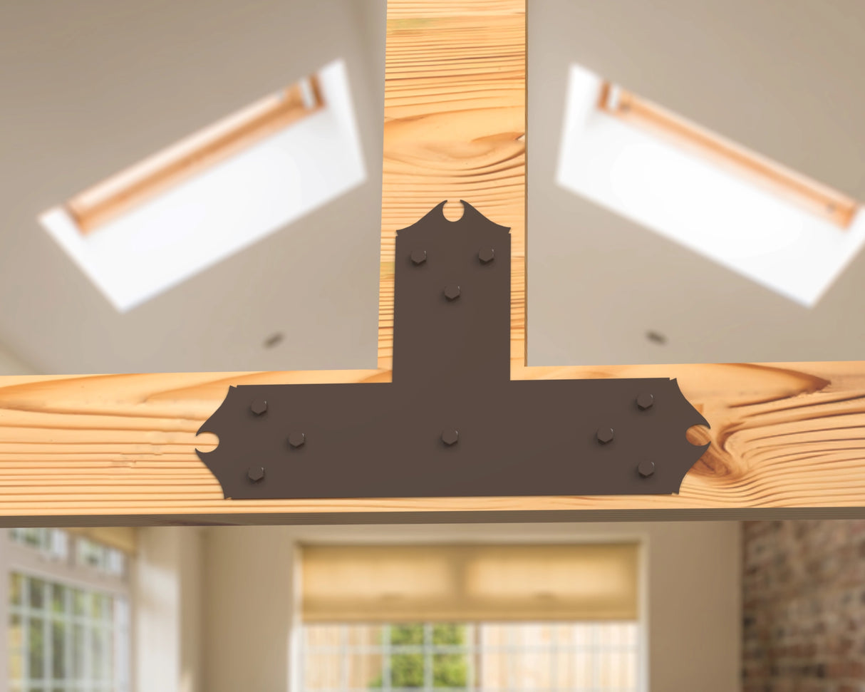 T Bracket - Colonial Style - For 8 Inch Lumber - Wood Post Brackets - construction brackets - brackets for post and beam construction - beam supports - post support - timber frame brackets - barndominium brackets - exposed beam brackets