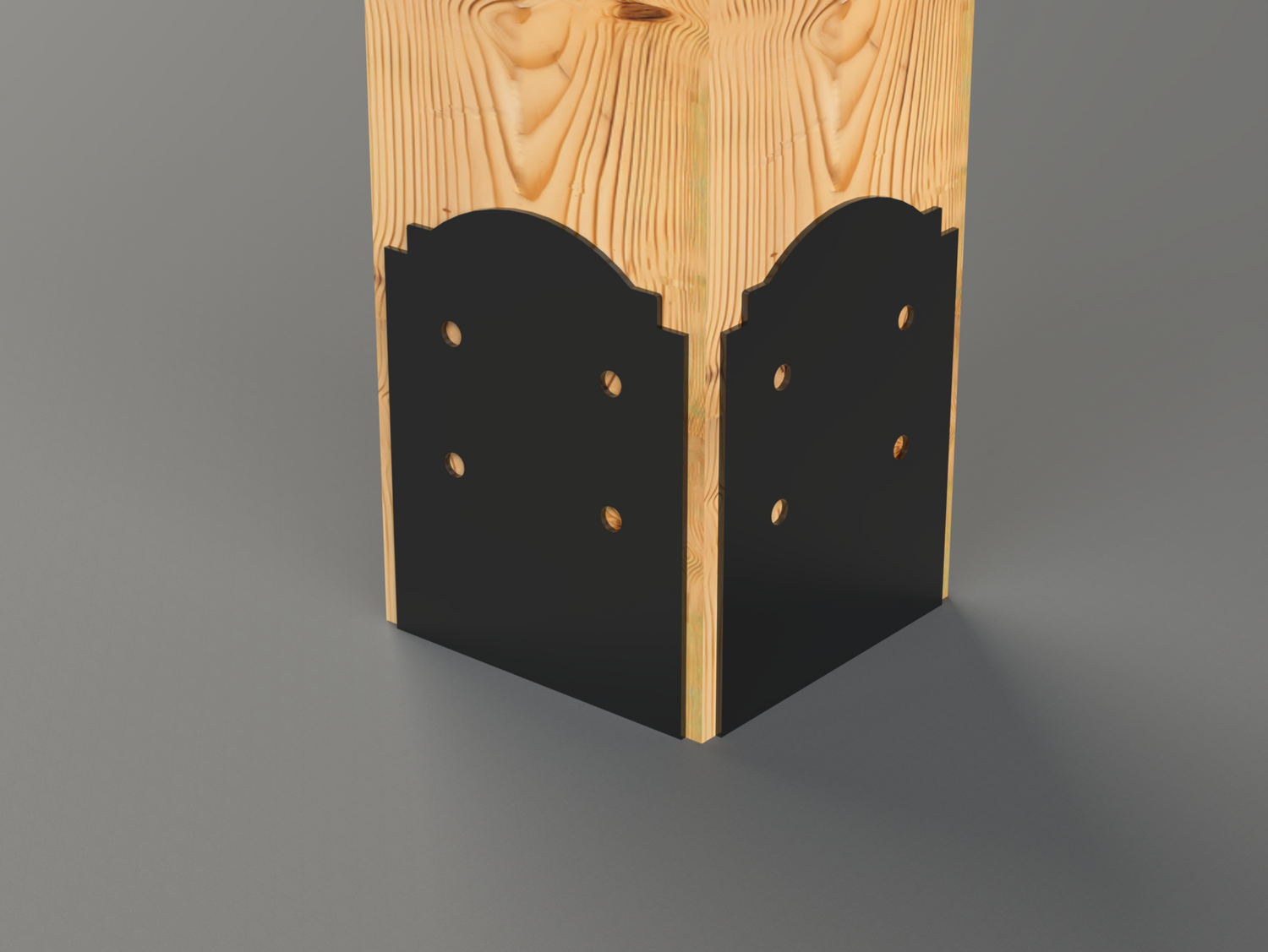 Decorative Post Base Plates (Pack of 2) - Crowned Style - Wood Post Brackets - construction materials - building supposrts - beam supports - post support - timber frame brackets - wood frame buildings - post frame buildings - barndominium brackets - exposed beam brackets