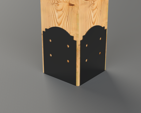 Decorative Post Base Plates (Pack of 2) - Crowned Style - Wood Post Brackets - construction materials - building supposrts - beam supports - post support - timber frame brackets - wood frame buildings - post frame buildings - barndominium brackets - exposed beam brackets