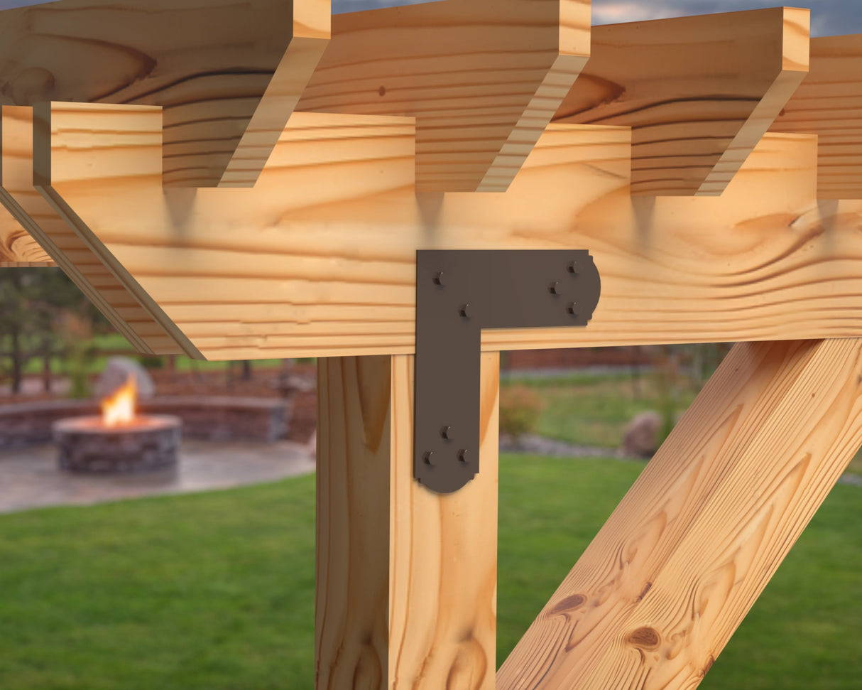 L Bracket - Crowned Style - For 4 Inch Lumber - Wood Post Brackets - construction brackets - brackets for post and beam construction - beam supports - post support - timber frame brackets - barndominium brackets - exposed beam brackets