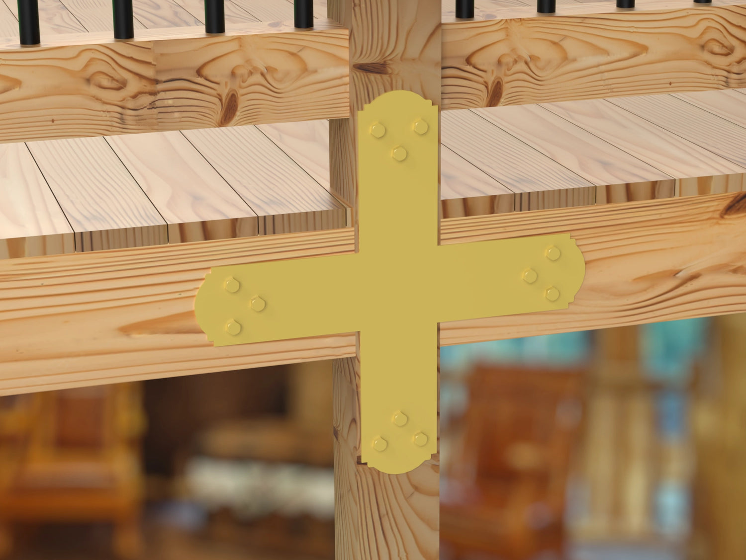 X Bracket - Crowned Style - For 4 Inch Lumber - Wood Post Brackets - construction brackets - brackets for post and beam construction - beam supports - post support - timber frame brackets - barndominium brackets - exposed beam brackets